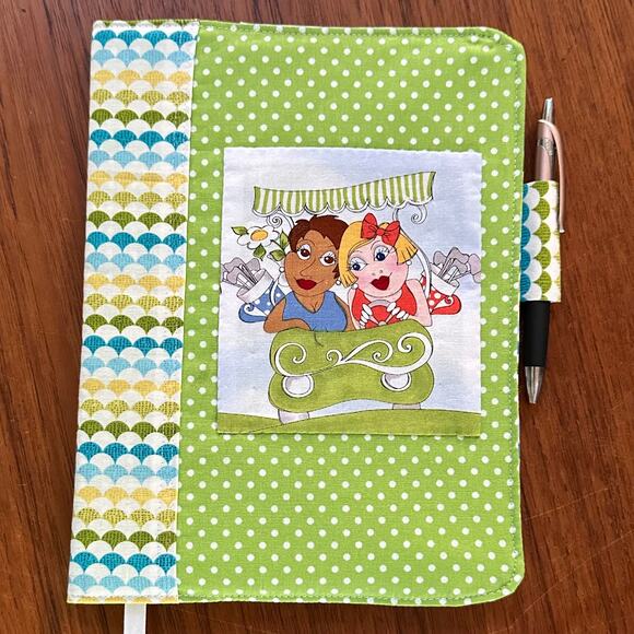 Handmade Fabric Composition Book Cover Golfer Loralie Harris - Picture 1 of 4